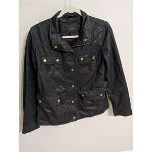 J Crew Downtown Field Jacket Womens Size S Black Waxed Barn Boyfriend Utility